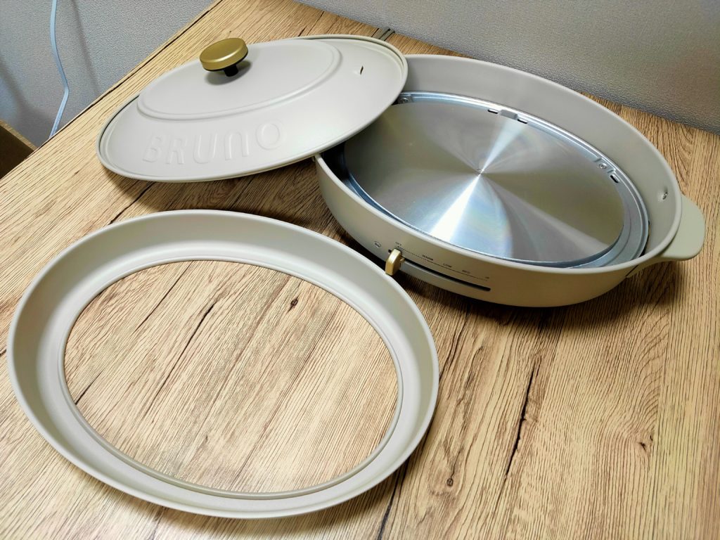 ブルーノ オーバルホットプレート(本体・フタ・くず受けトレイ)