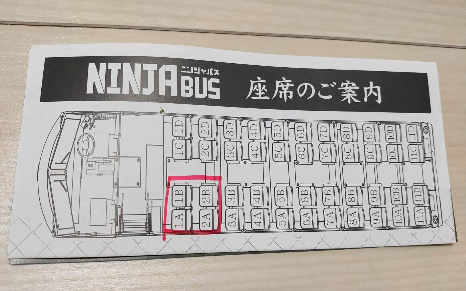 芦ノ湖の水陸両用(忍者)バスの乗車券