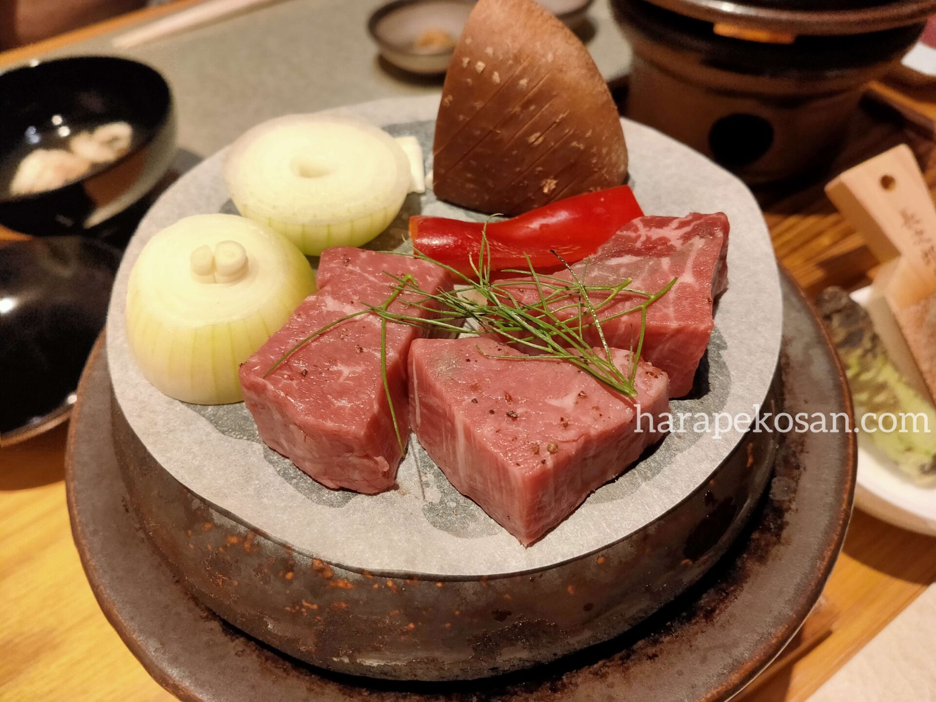 箱根強羅白檀の夕食 牛フィレの石焼